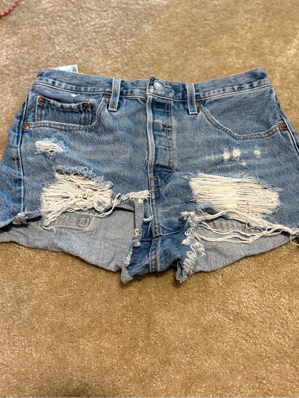 Levi Distressed Light Blue Denim Women’s Shorts